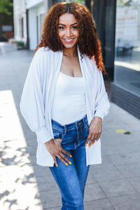 IVORY THICK RIBBED SWEATER DOLMAN CARDIGAN