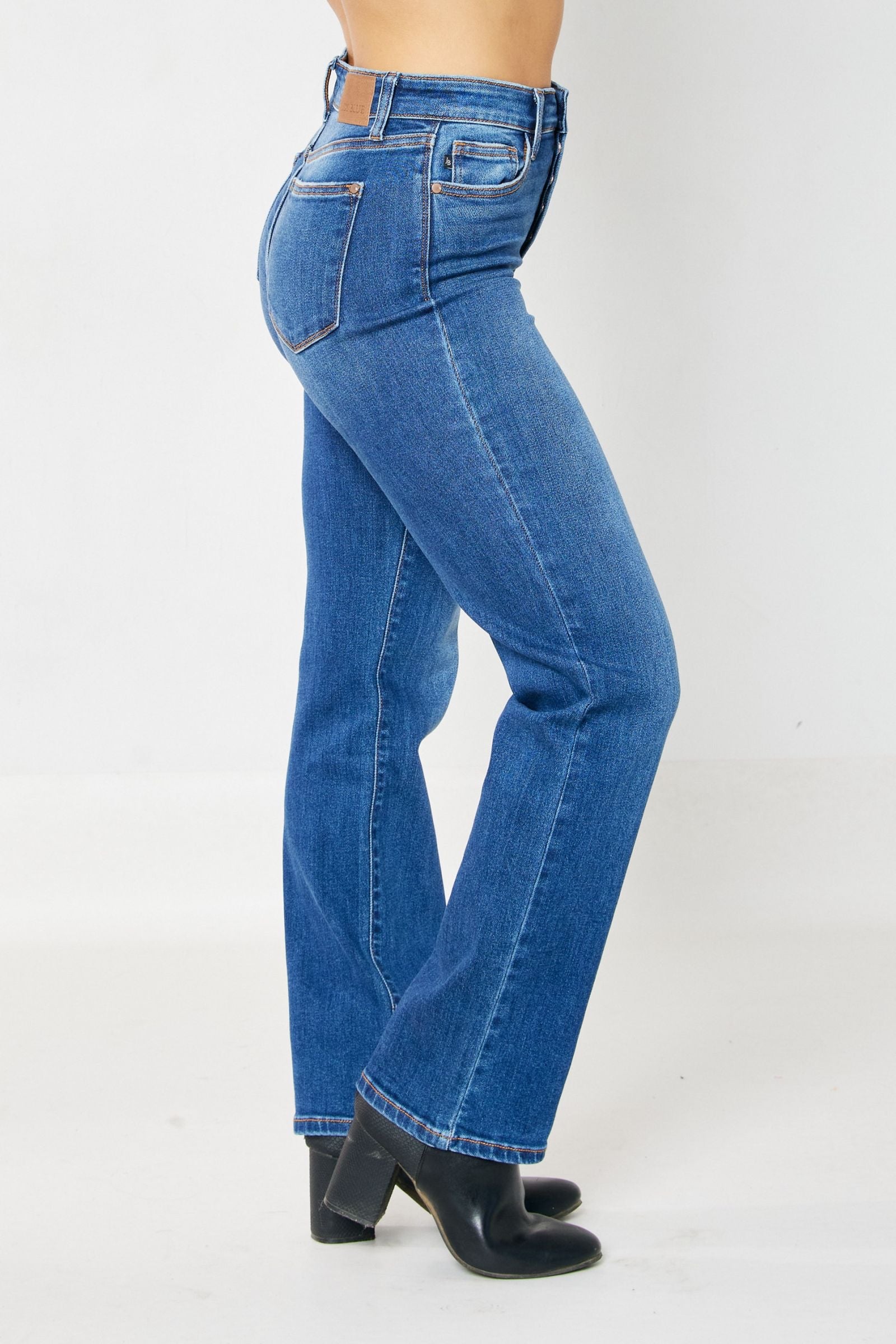 High Waist Medium Wash Hidden Button Fly Dad Jeans Judy Blue Denim-PLUS SIZES 16W & 20W left.