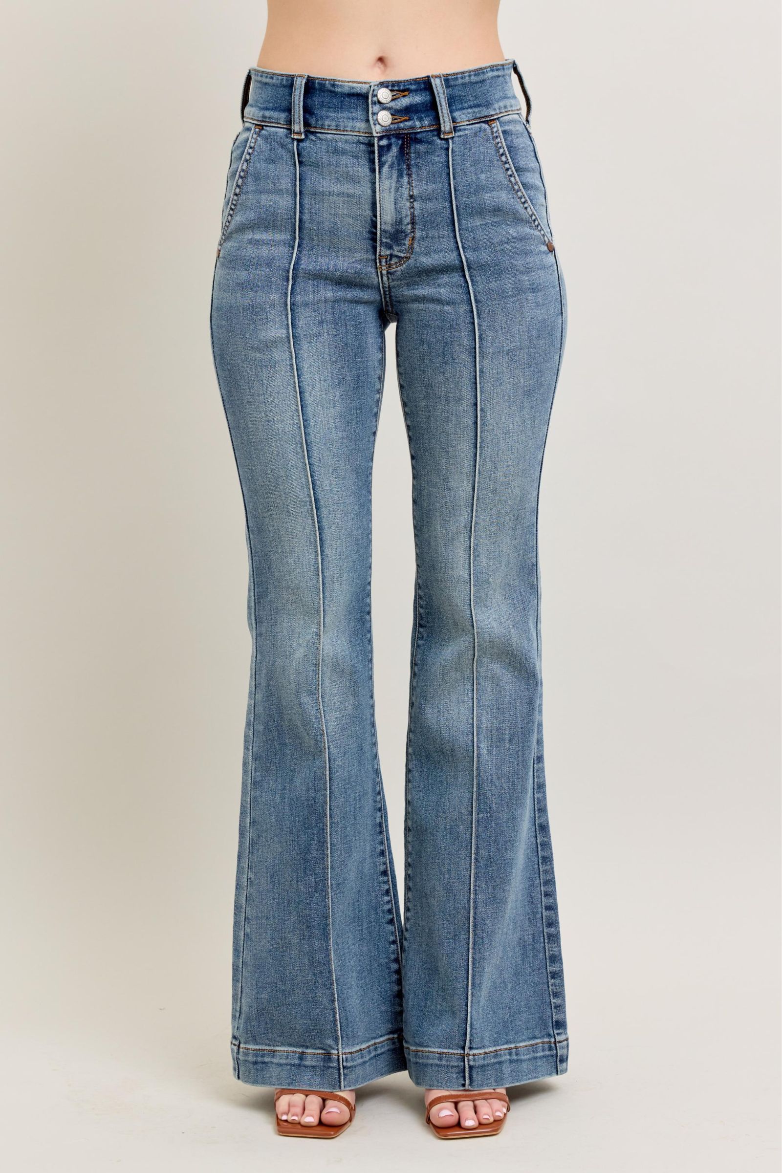 HIGH WAIST TROUSER FLARE MEDIUM WASH JUDY BLUE DENIM