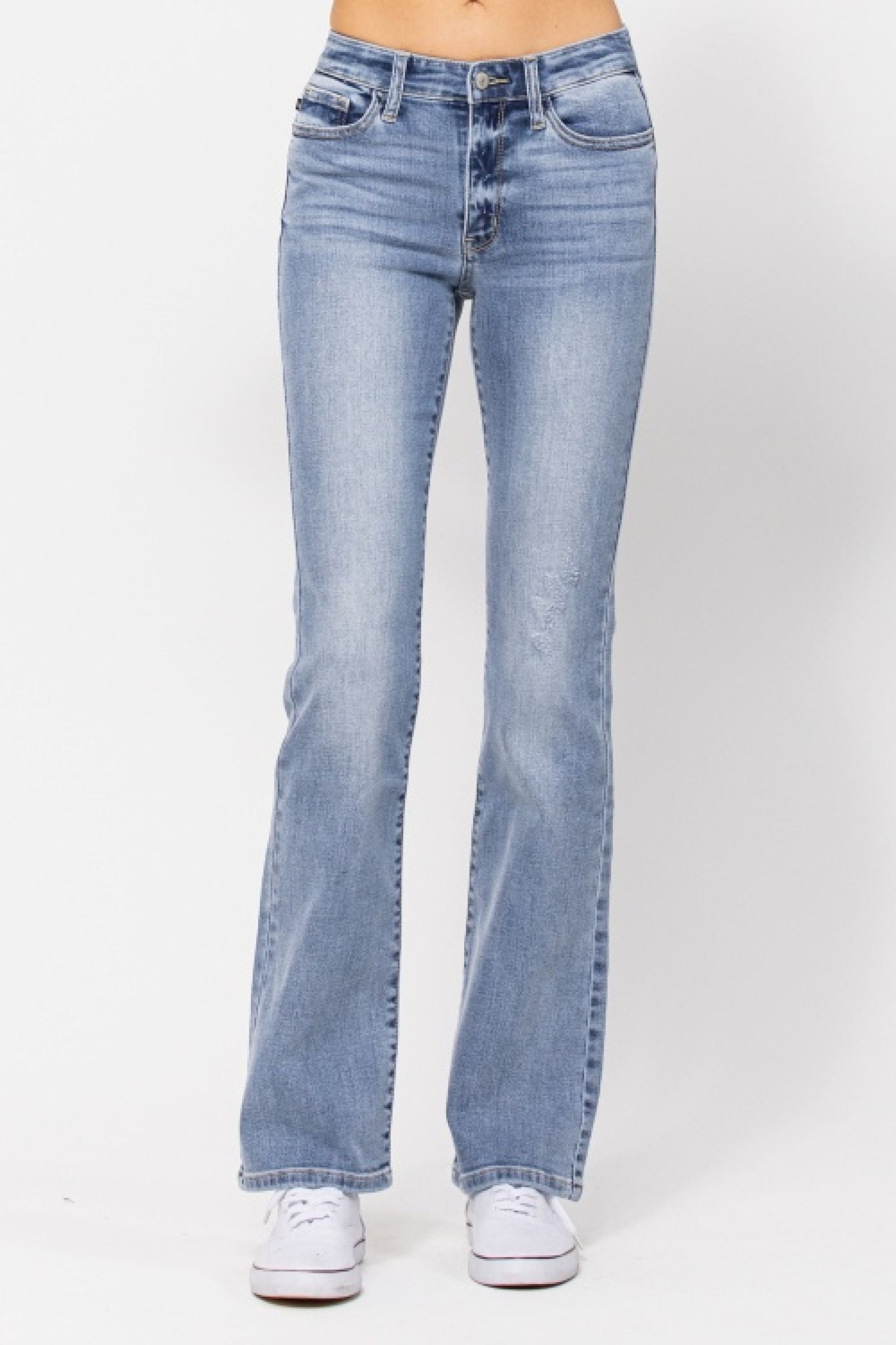 LIGHT WASH CORE MID RISE BOOT CUT JUDY BLUE DENIM-PLUS