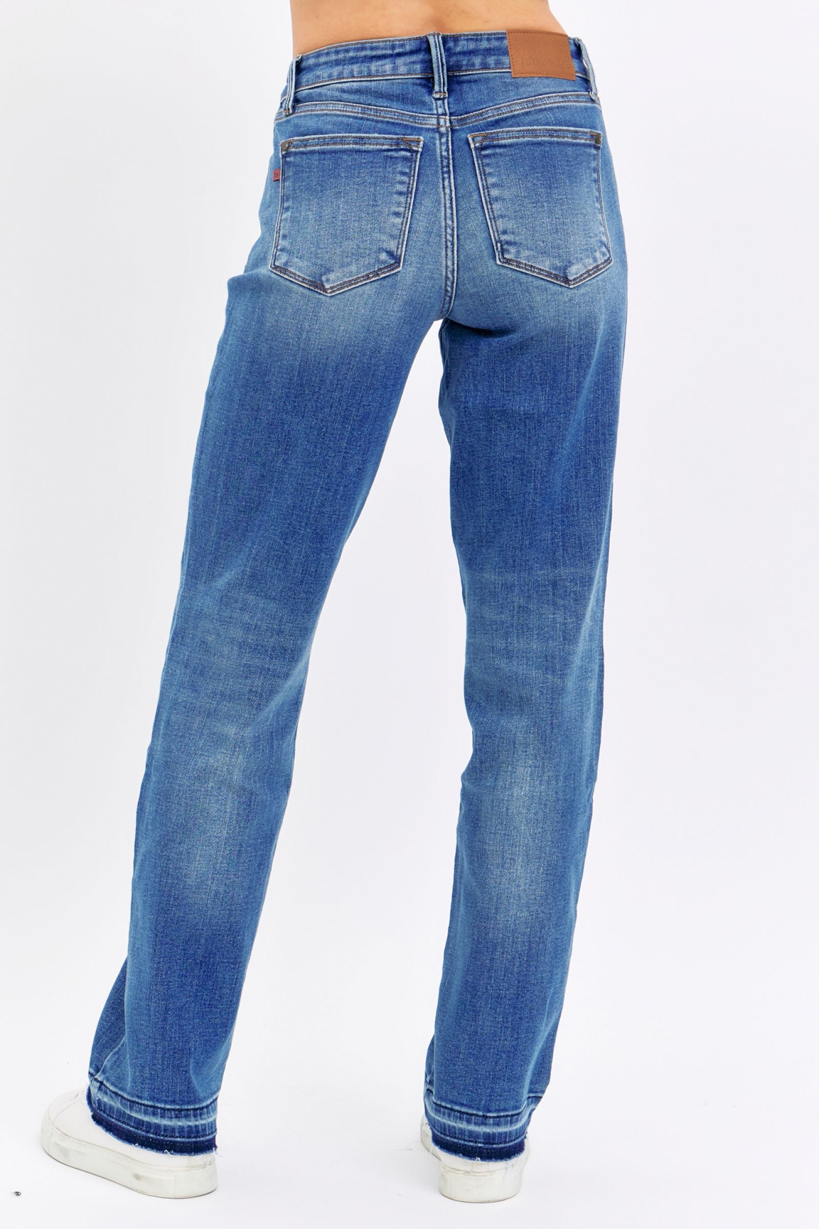 MID RISE DARKWASH DAD JEAN WITH RELEASE HEM JUDY BLUE DENIM