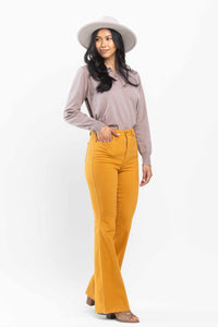 Marigold High Waist Tummy Control Garment Dyed Flare Judy Blue Denim