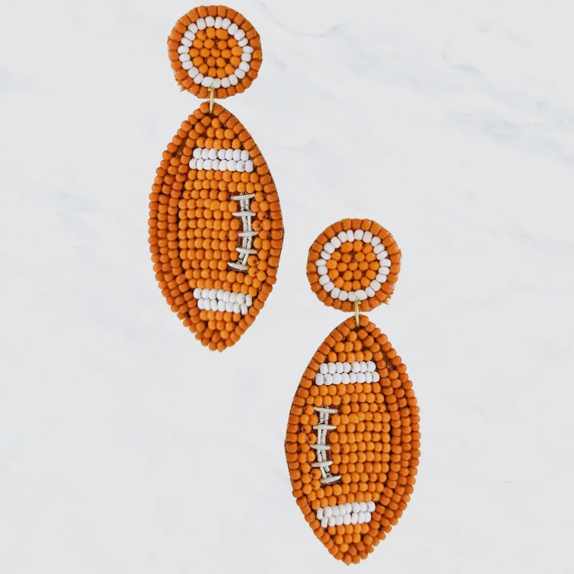 COLORED FOOTBALL SEEDBEAD EARRINGS