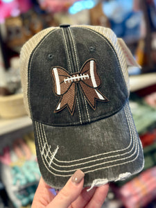 FOOTBALL BROWN COQUETTE PATCH TRUCKER HAT