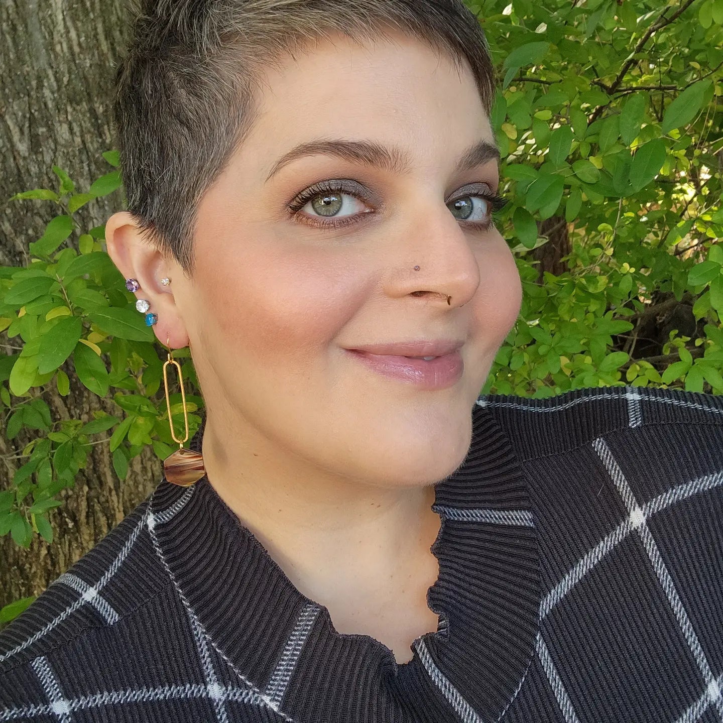 BROWN HEXAGON MINIMALIST ACRYLIC STATEMENT HANDMADE BBB EARRINGS