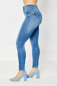 MEDIUM WASH HIGH WAIST TUMMY CONTROL CLASSIC SKINNY JUDY BLUE DENIM