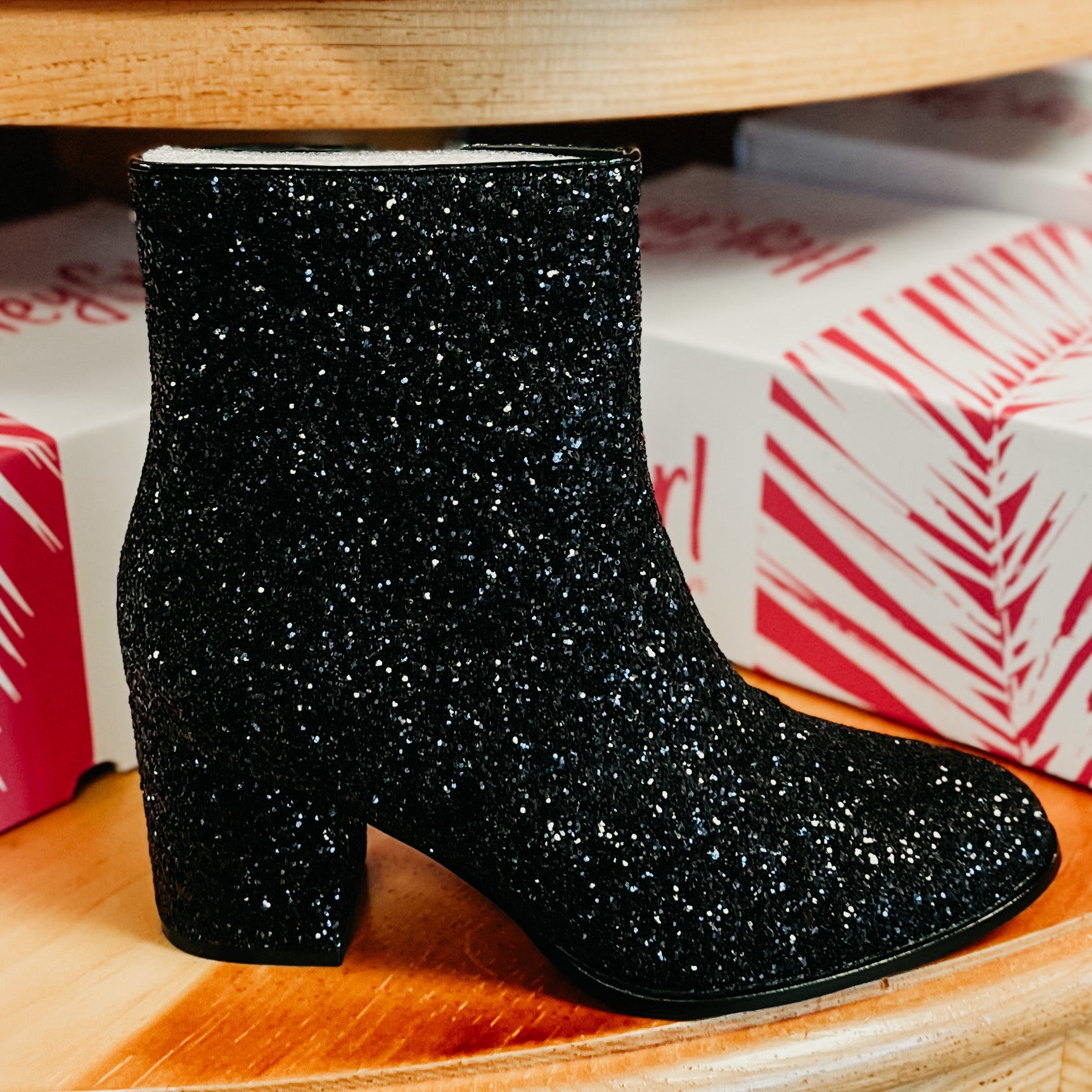 Razzle Dazzle Black Glitter Boots Corkys- SALE- SIZES 9,10,11 LEFT