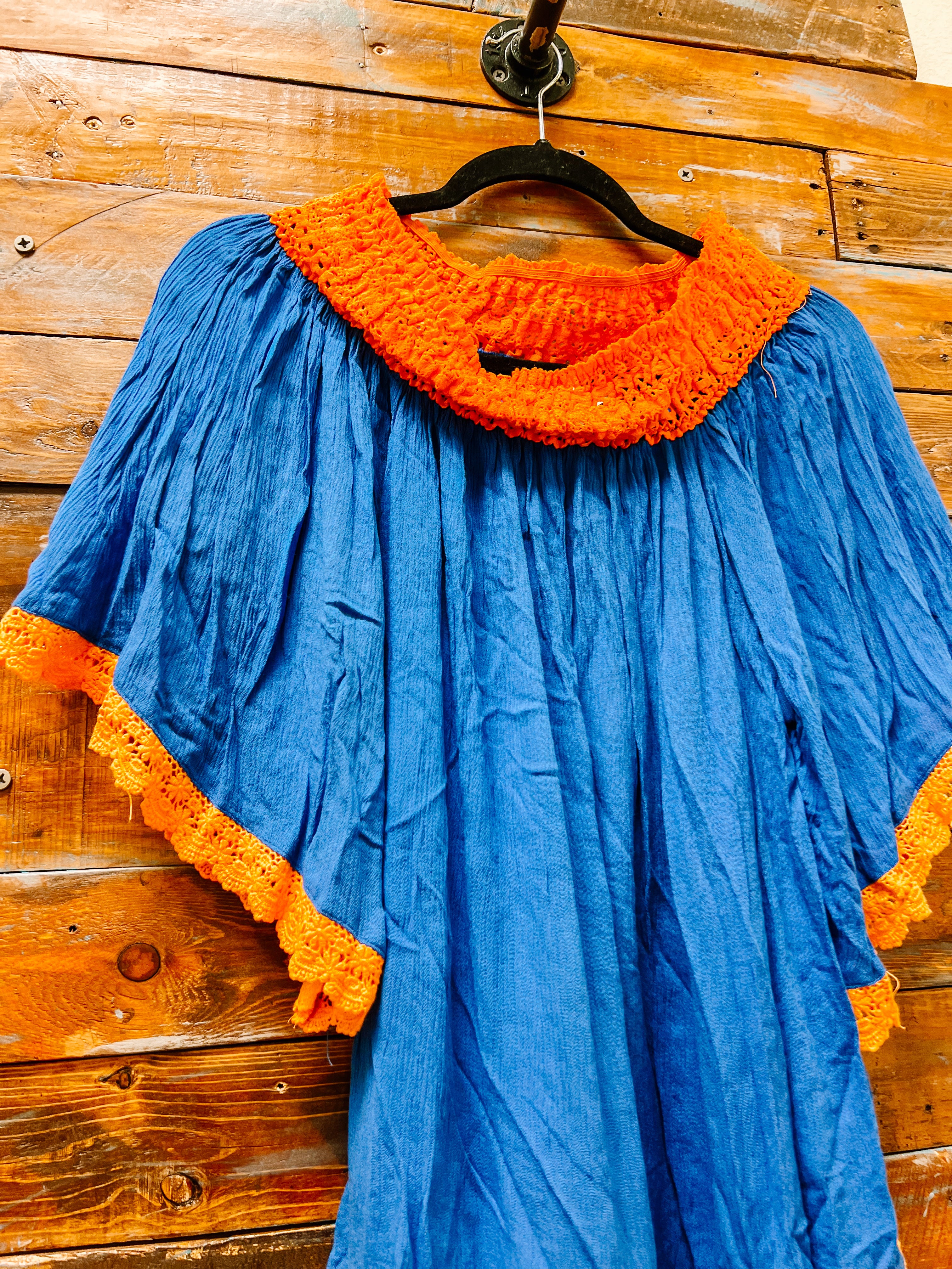 As is! Orange Blue Crochet Off Shoulder Top- MUST READ DESCRIPTION- You are agreeing to have read the description, when you buy this item! AS IS!!! $5!!!