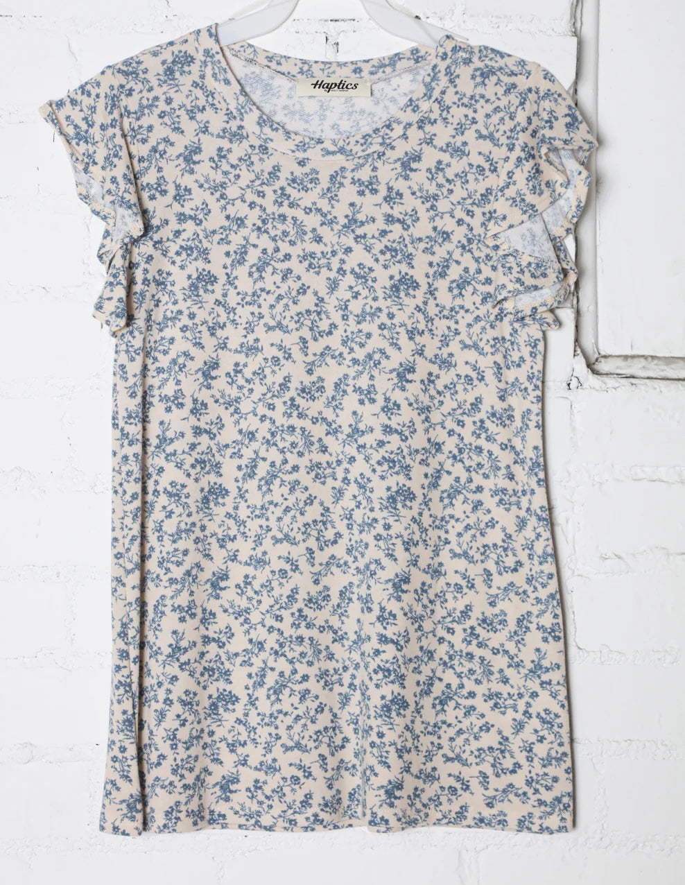 BLUE VINTAGE FLORAL FRENCH TERRY KNIT TOP