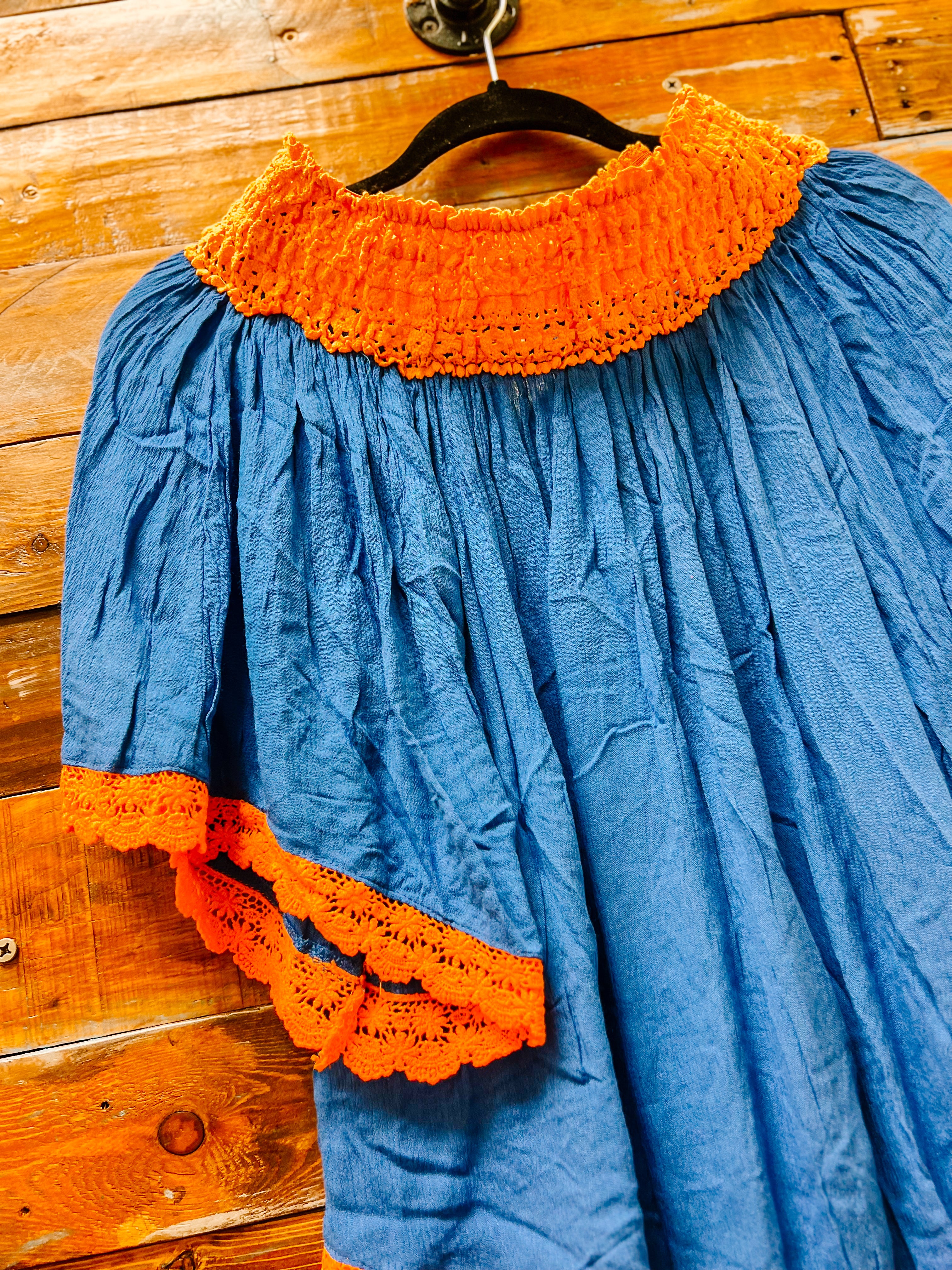 As is! Orange Blue Crochet Off Shoulder Top- MUST READ DESCRIPTION- You are agreeing to have read the description, when you buy this item! AS IS!!! $5!!!