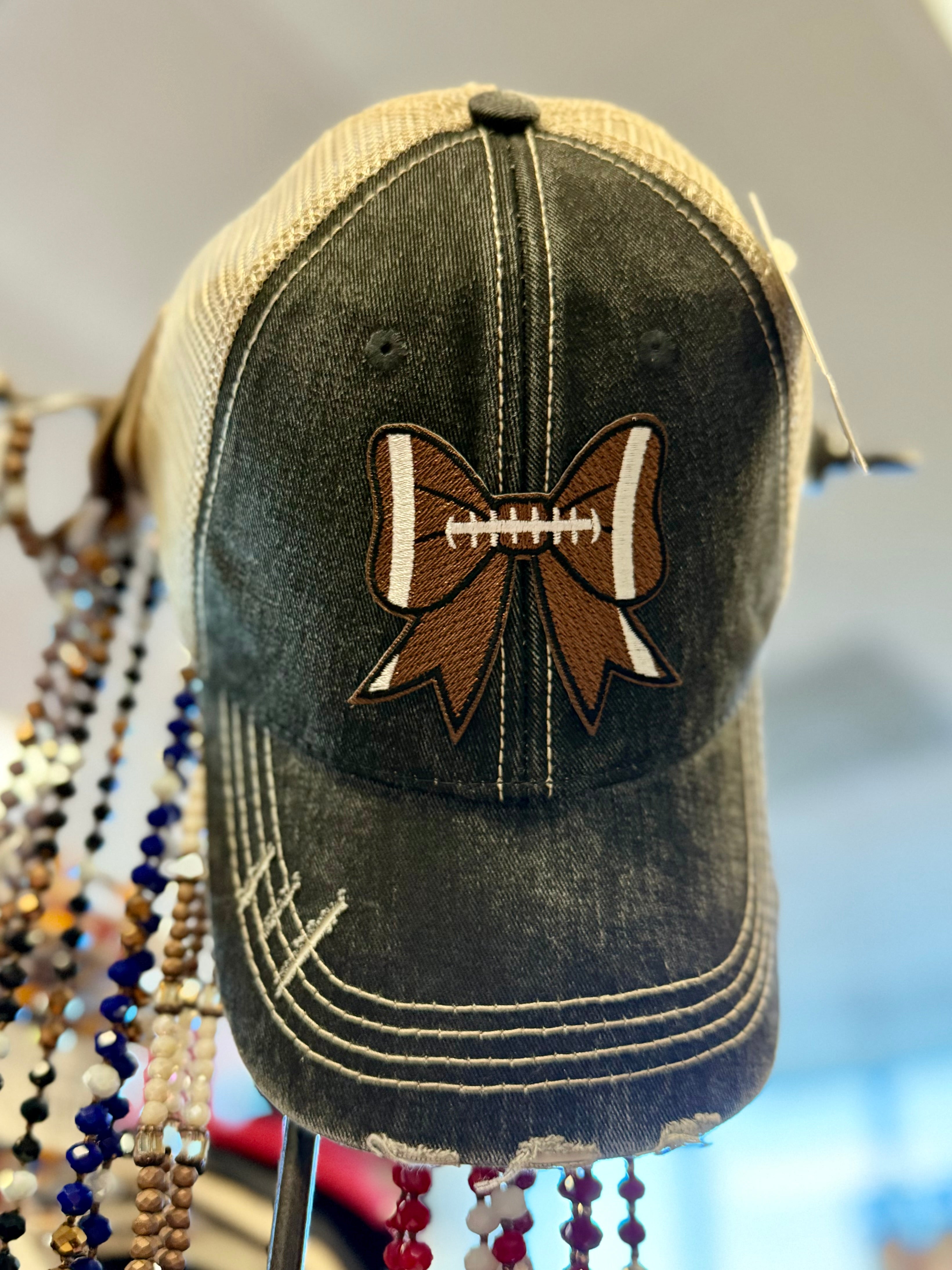 FOOTBALL BROWN COQUETTE PATCH TRUCKER HAT