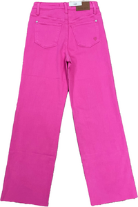 HOT PINK JUDY BLUE HIGH WAIST GARMENT DYED 90S STRAIGHT DENIM- SALE- SIZES 9/29, 11/30 & 15/32 LEFT