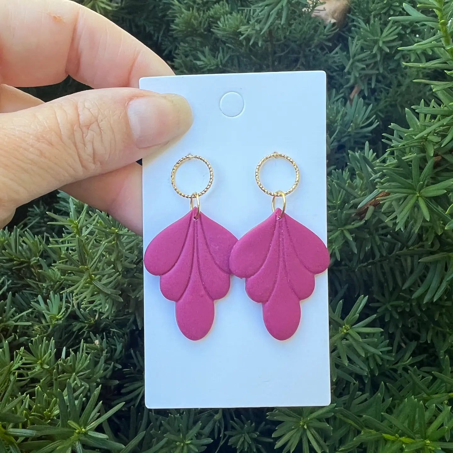 BERRY CLAY FLOURISH STATEMENT HANDMADE BBB EARRINGS