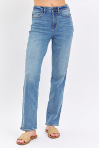 JUDY BLUE STRAIGHT FIT HIGH WAIST MEDIUM WASH DENIM