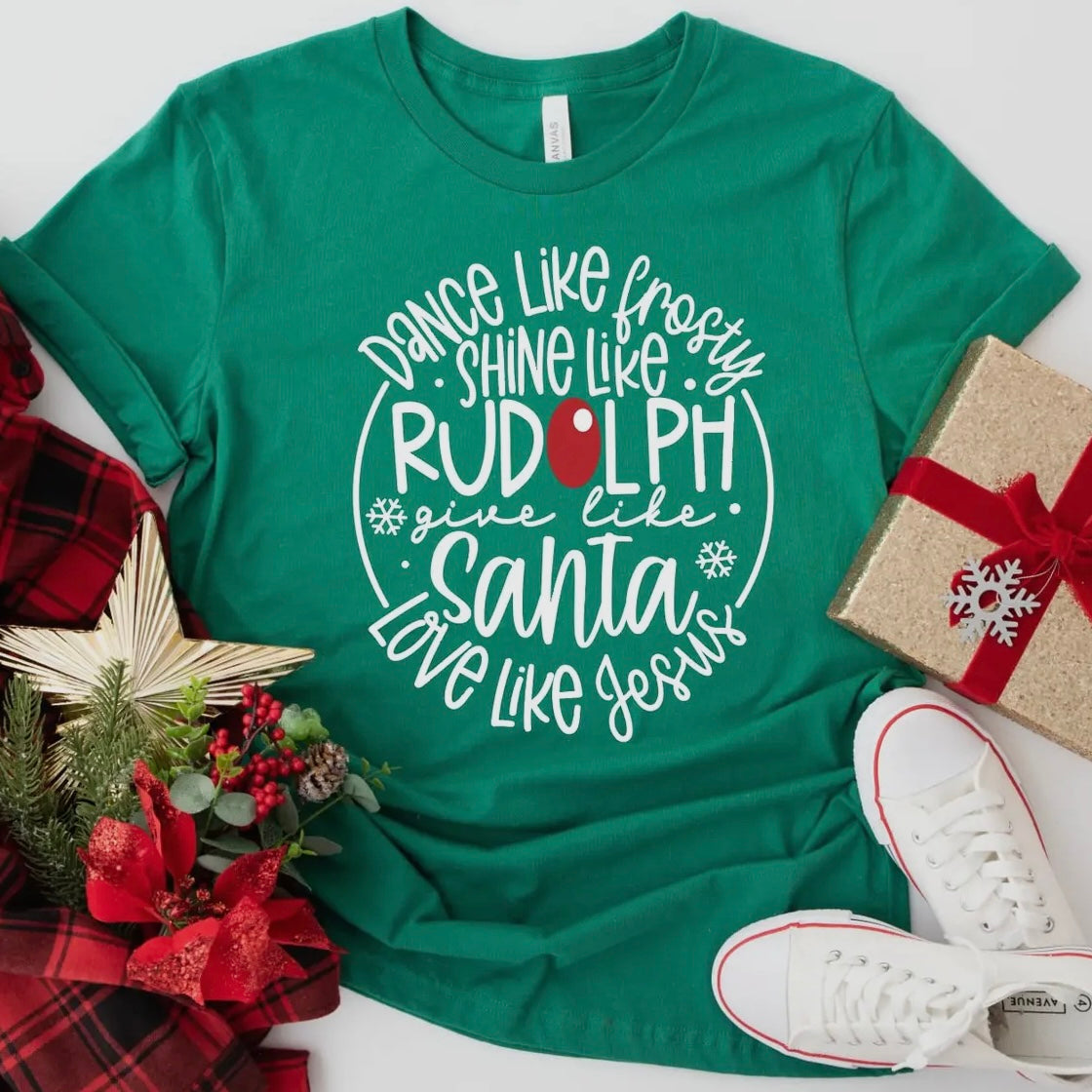 GIVE LIKE SANTA RED NOSE REINDEER TEE