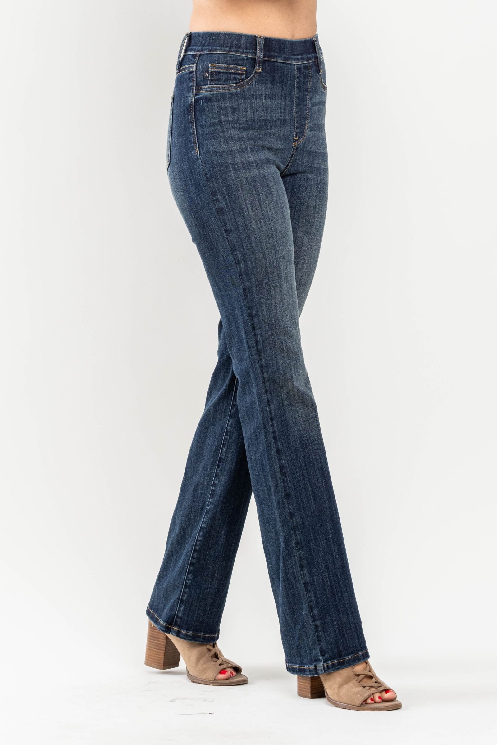 High Waist Vintage Pull On Slim Bootcut Darkwash Judy Blue Denim- SIZES 1 & 3 left.