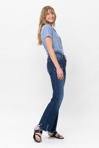 MID RISE DARK WASH NON DISTRESSED HEM BOOTCUT JUDY BLUE DENIM-PLUS