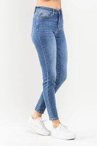 High Waist Medium Wash Classic Thermal Skinny Judy Blue Denim-PLUS