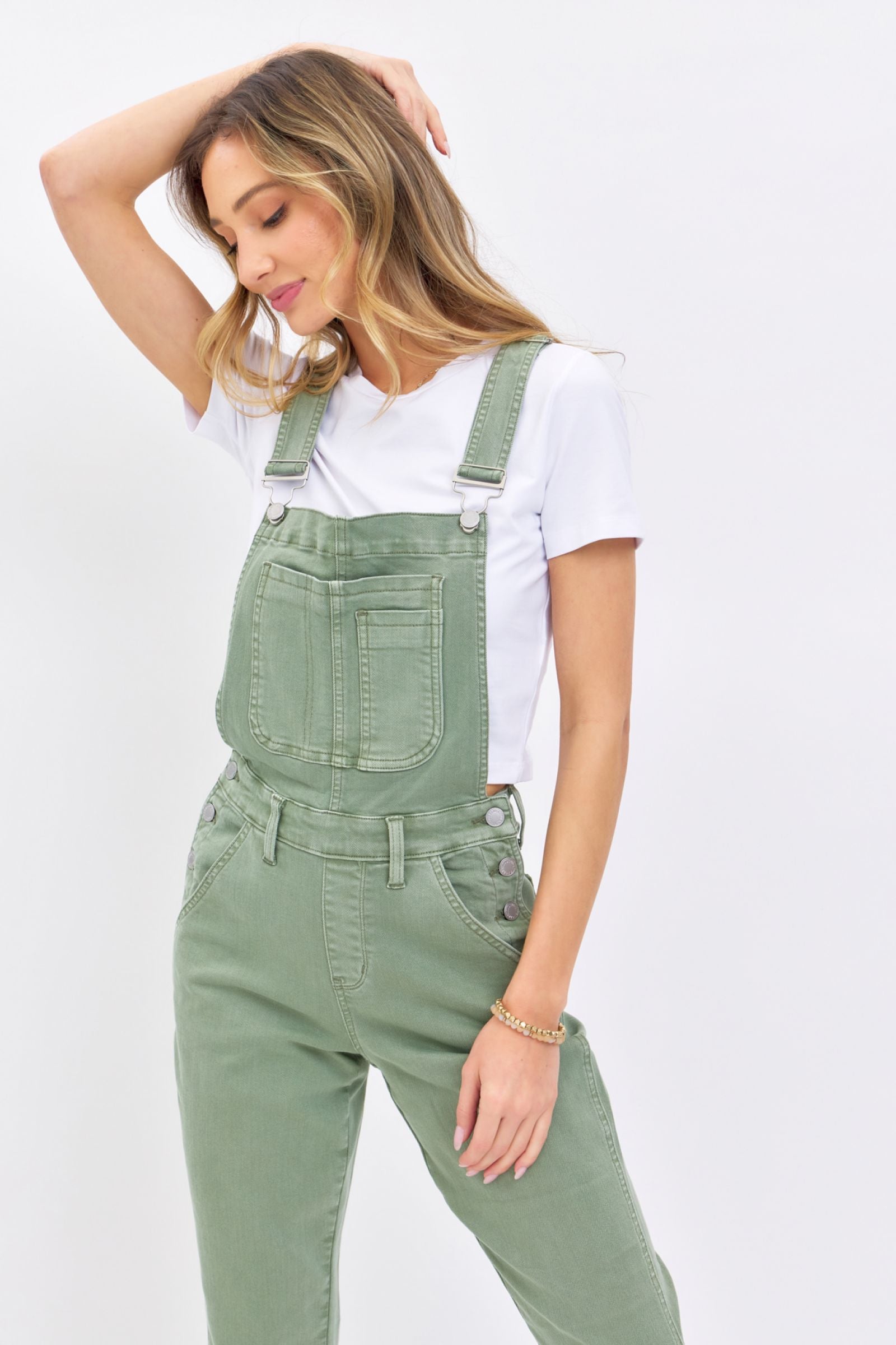 JUDY BLUE SAGE HIGH WAIST GARMENT DYED OVERALLS BOYFRIEND FIT DENIM