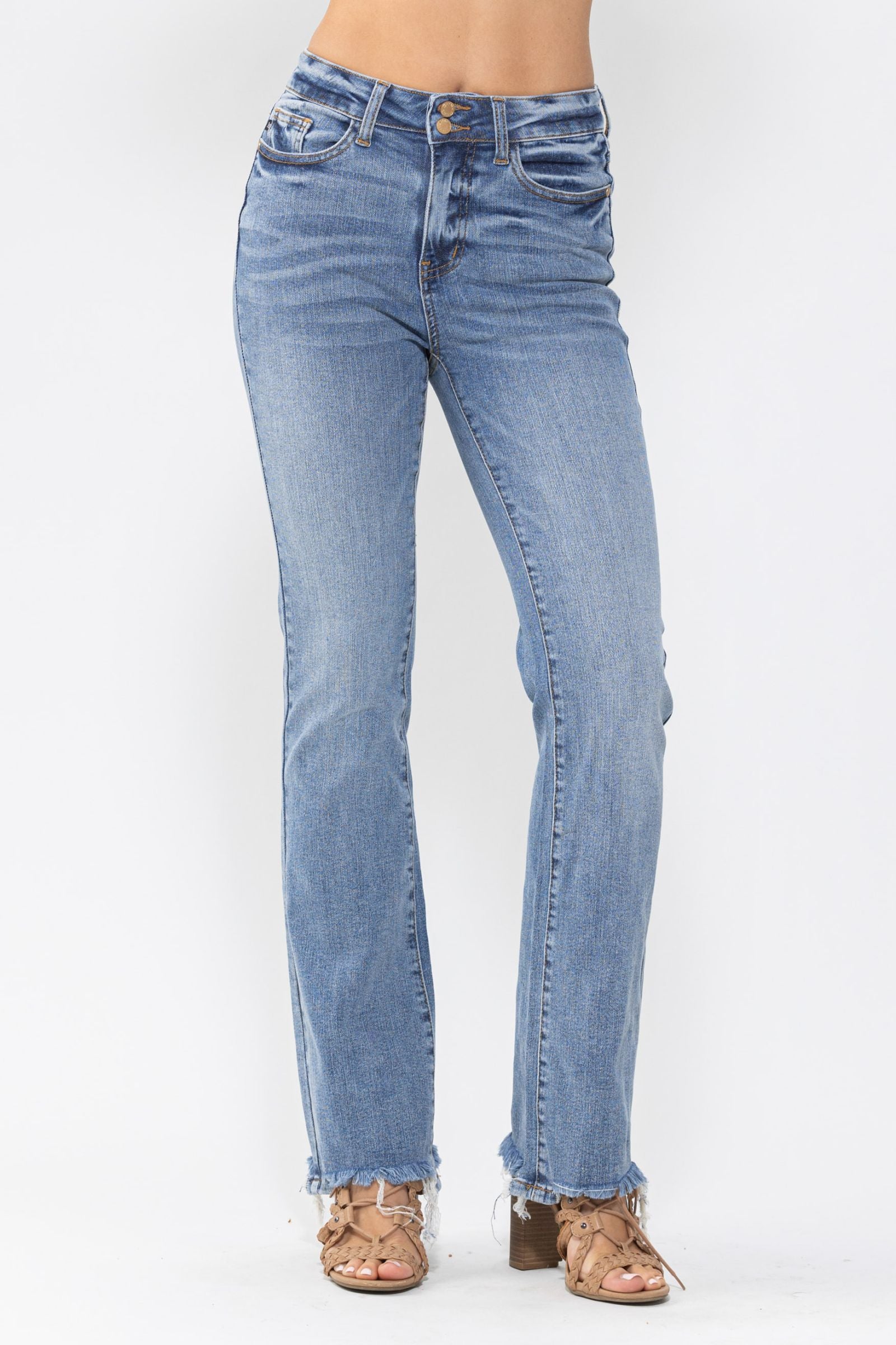 MEDIUM WASH HIGH WAIST DOUBLE BUTTON BOOTCUT JUDY BLUE DENIM