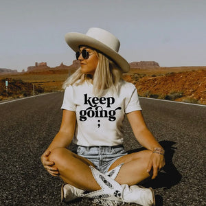 KEEP GOING SEMI COLON ASH GREY TEE
