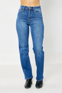 High Waist Medium Wash Hidden Button Fly Dad Jeans Judy Blue Denim-PLUS SIZES 16W & 20W left.