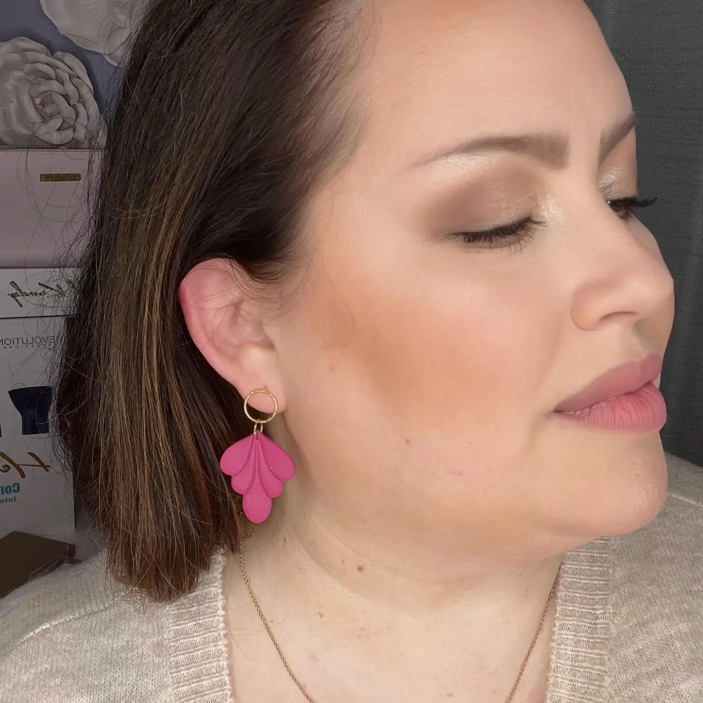 BERRY CLAY FLOURISH STATEMENT HANDMADE BBB EARRINGS