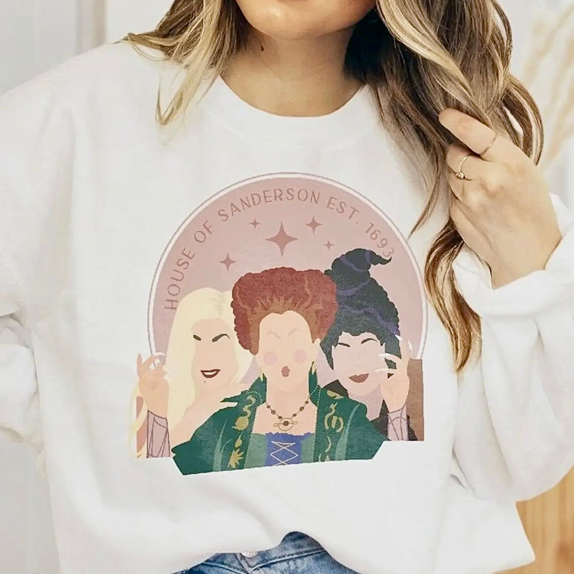 HOCUS POCUS- HALLOWEEN- HOUSE OF SANDERSON- EST 1693 TAN TEE- SALE