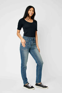 DARKWASH HIGH WAIST CLASSIC RELAXED JUDY BLUE DENIM