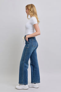 JOGGER STYLE DRAWSTRING WIDE LEG MEDIUM WASH HIGH WAIST JUDY BLUE DENIM