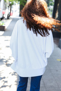 IVORY THICK RIBBED SWEATER DOLMAN CARDIGAN