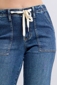 JOGGER STYLE DRAWSTRING WIDE LEG MEDIUM WASH HIGH WAIST JUDY BLUE DENIM-PLUS