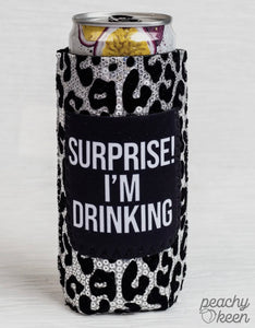 Sequin Slim Can Koozie with Pocket (Skinny Cans)