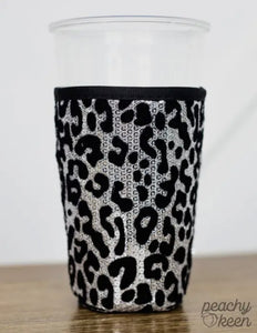 Coffee Neoprene Sequin Koozies With Handle