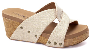 BONNY GOLD SHIMMER CORKYS SANDAL WEDGES
