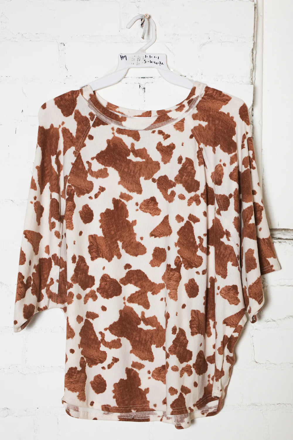 COZY COW PRINT REVERSESEAM ANIMAL TSHIRT-LIKE-TOP-PLUS