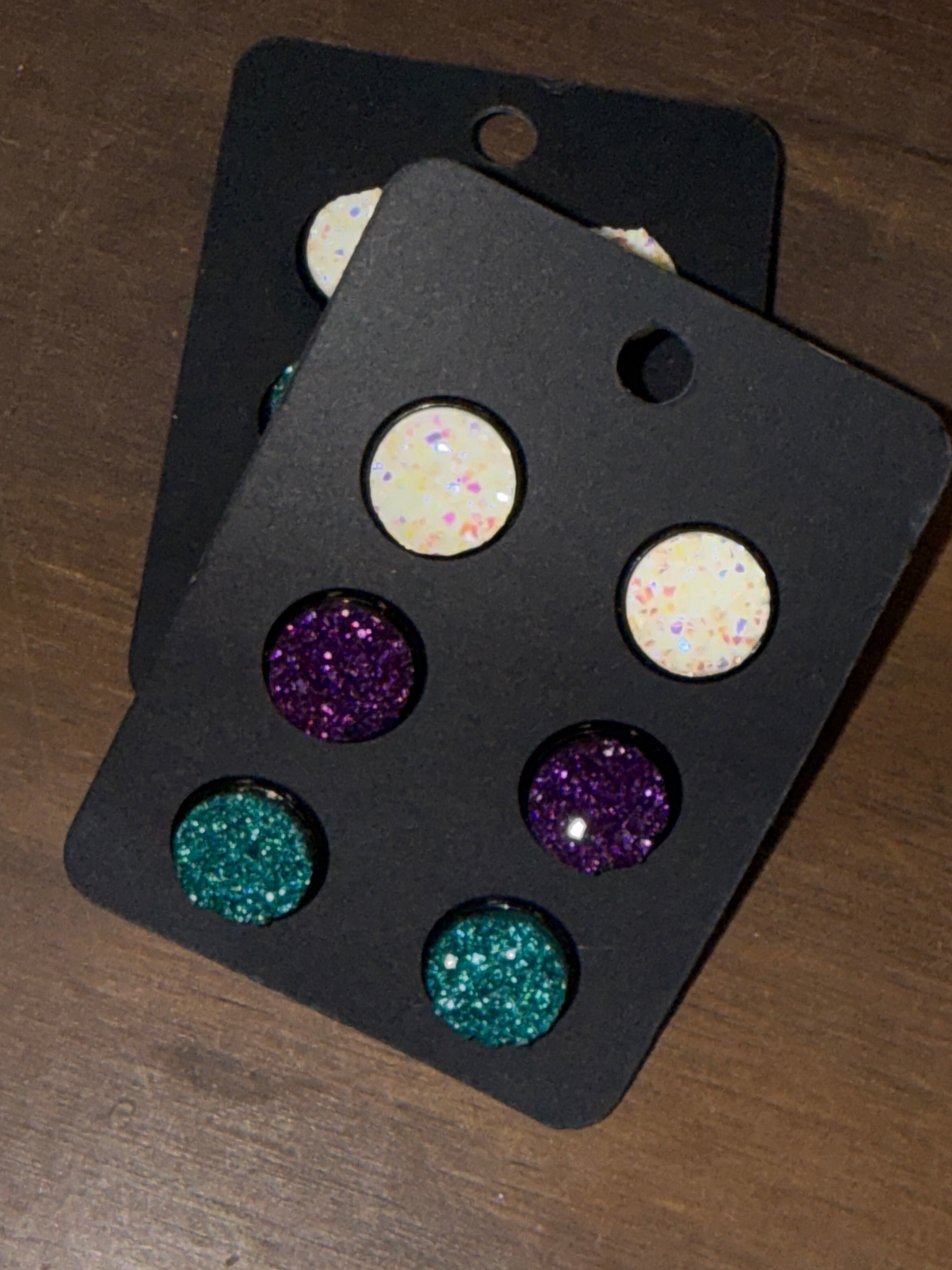 Mystical Mermaid 3 Pack Black Druzy 12mm Earring Set - SALE