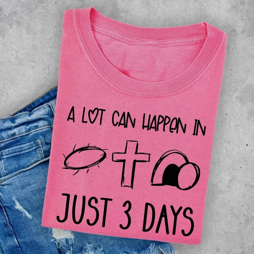 PINK FAITH 3 DAYS EASTER SOFT STYLE TEE- SALE- SMALL AVAILABLE