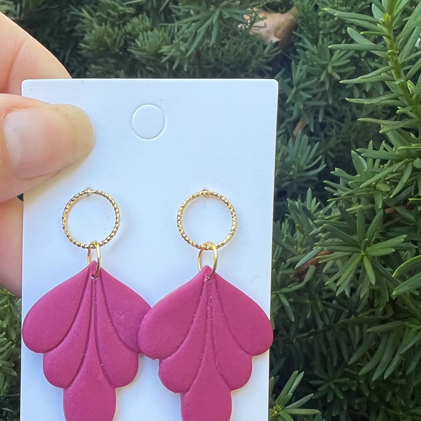 BERRY CLAY FLOURISH STATEMENT HANDMADE BBB EARRINGS