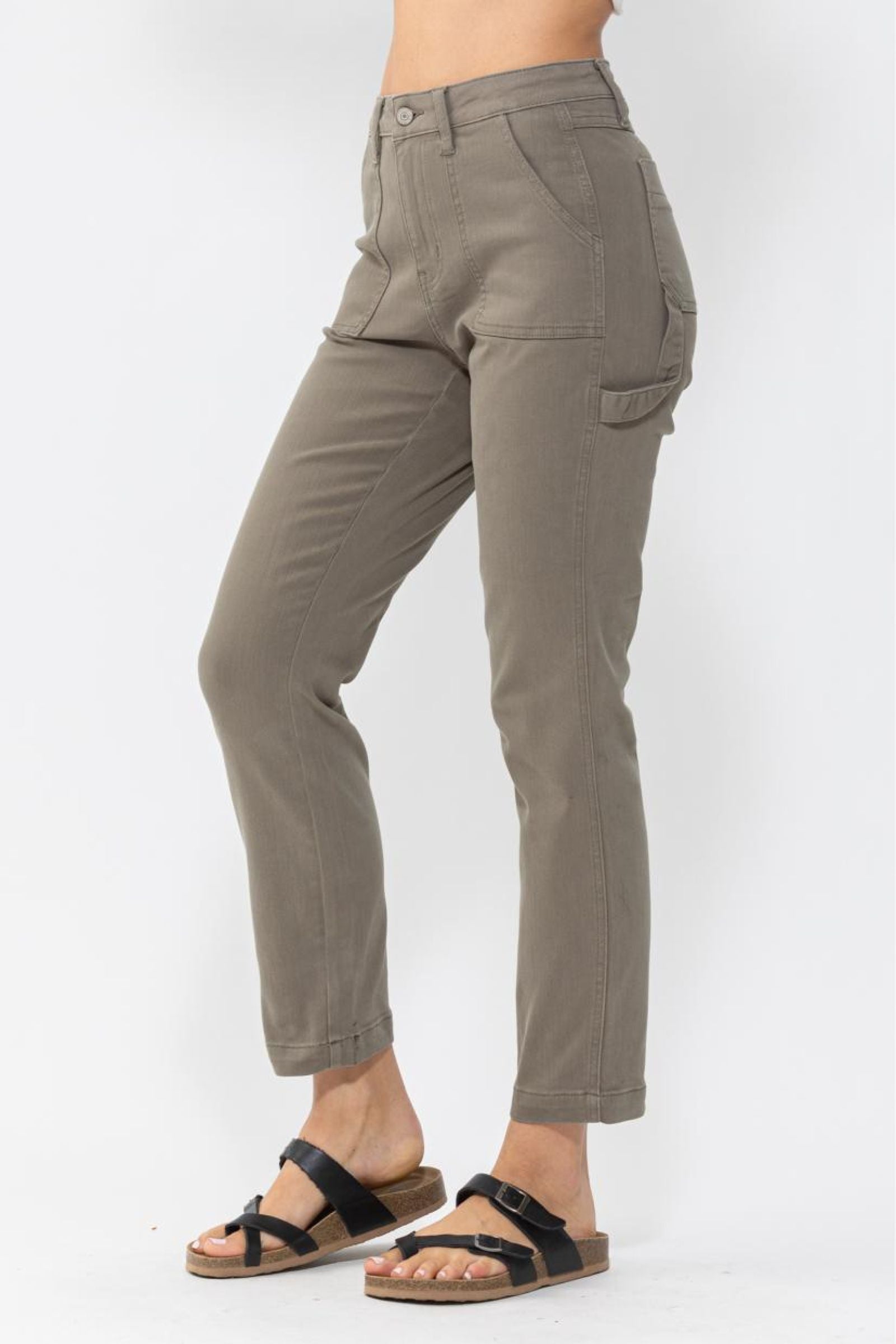 HIGH WAIST OLIVE UTILITY SLIM FIT JUDY BLUE DENIM