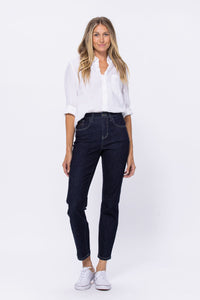 DARKWASH HIGH RISE RINSE WASH MOM JEAN JUDY BLUE DENIM-PLUS