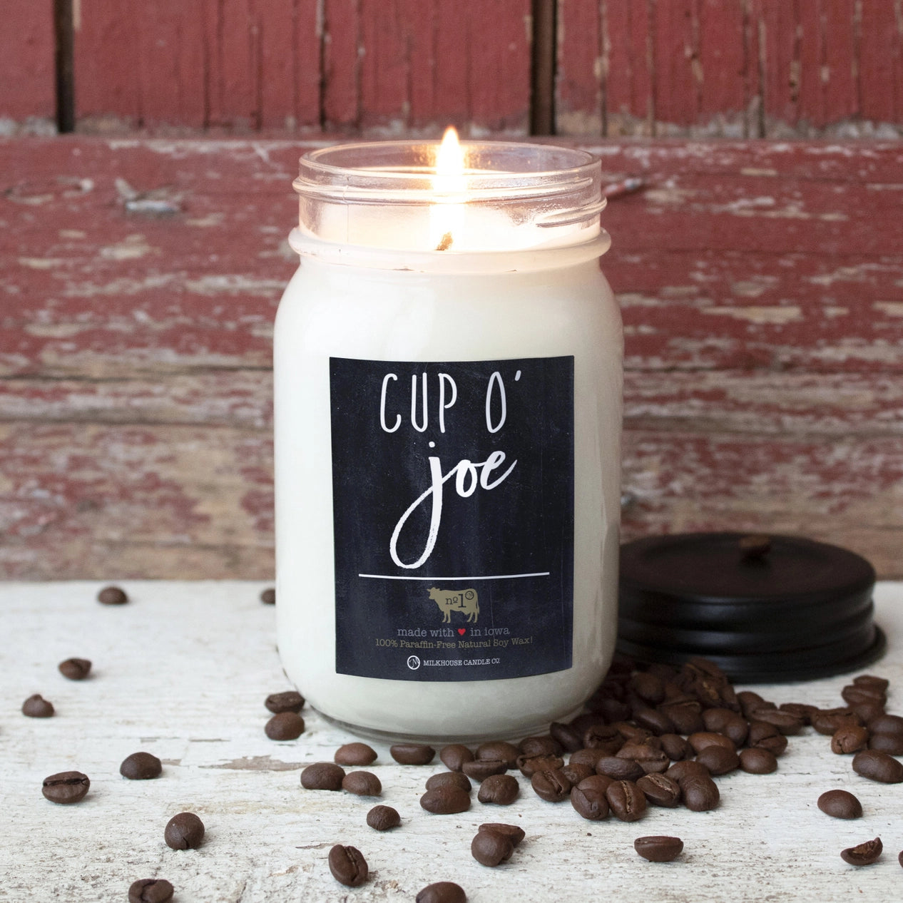 13 OZ MASON JAR CUP O' JOE MILKHOUSE CANDLE CO