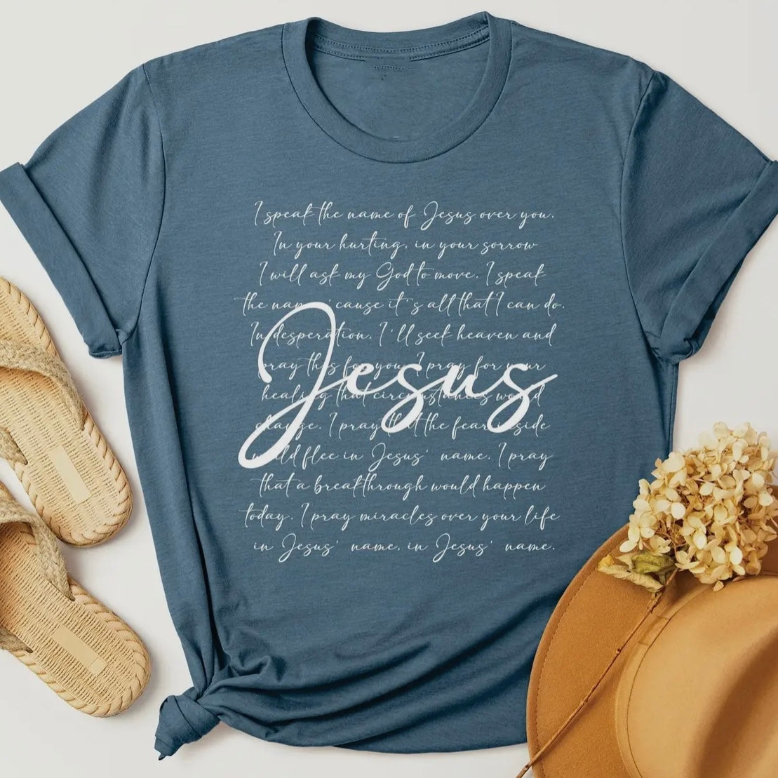 I SPEAK THE NAME OF JESUS TULTEX SOFT SLATE TEE
