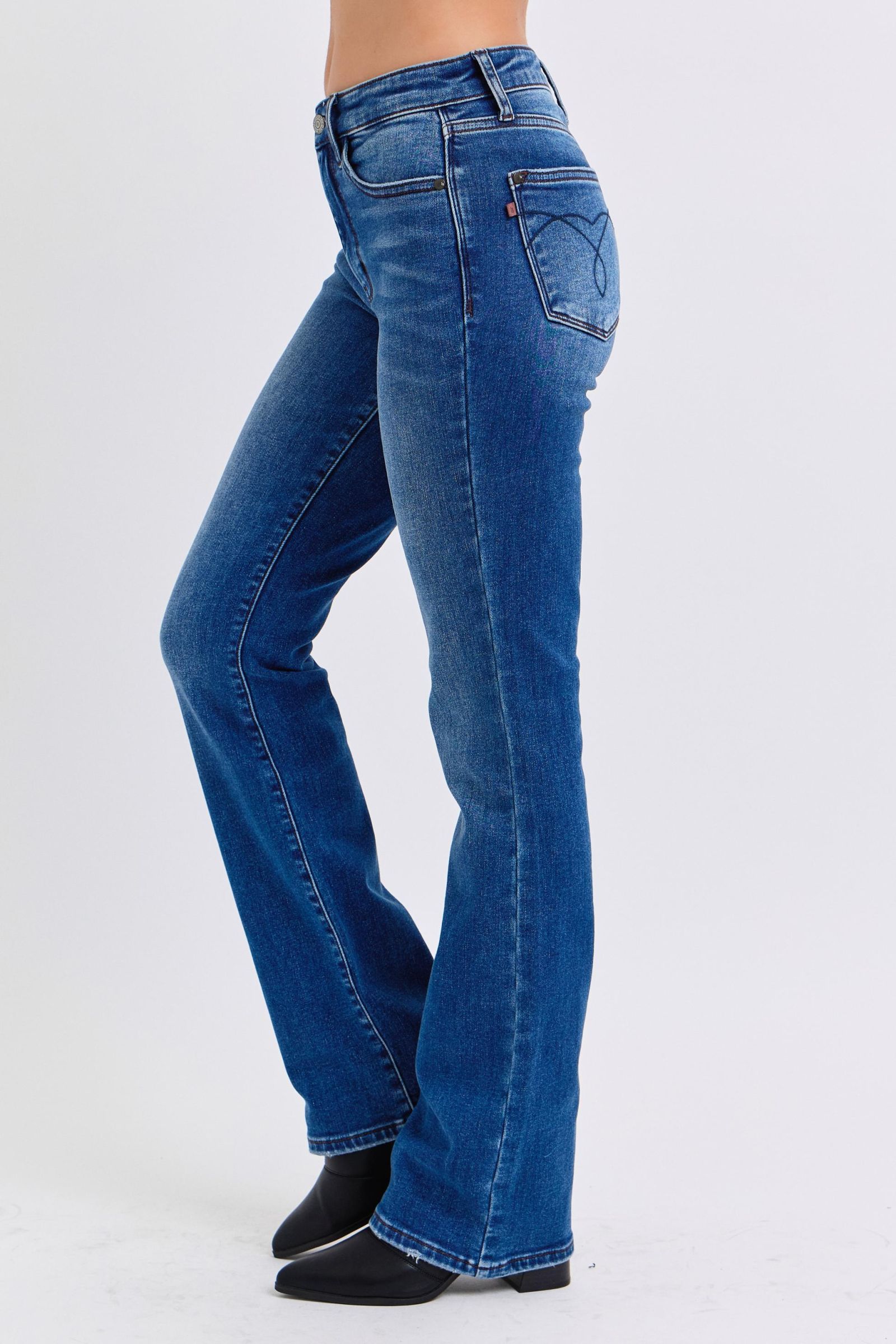 MID RISE THERMAL BOOTCUT DARKWASH JUDY BLUE DENIM
