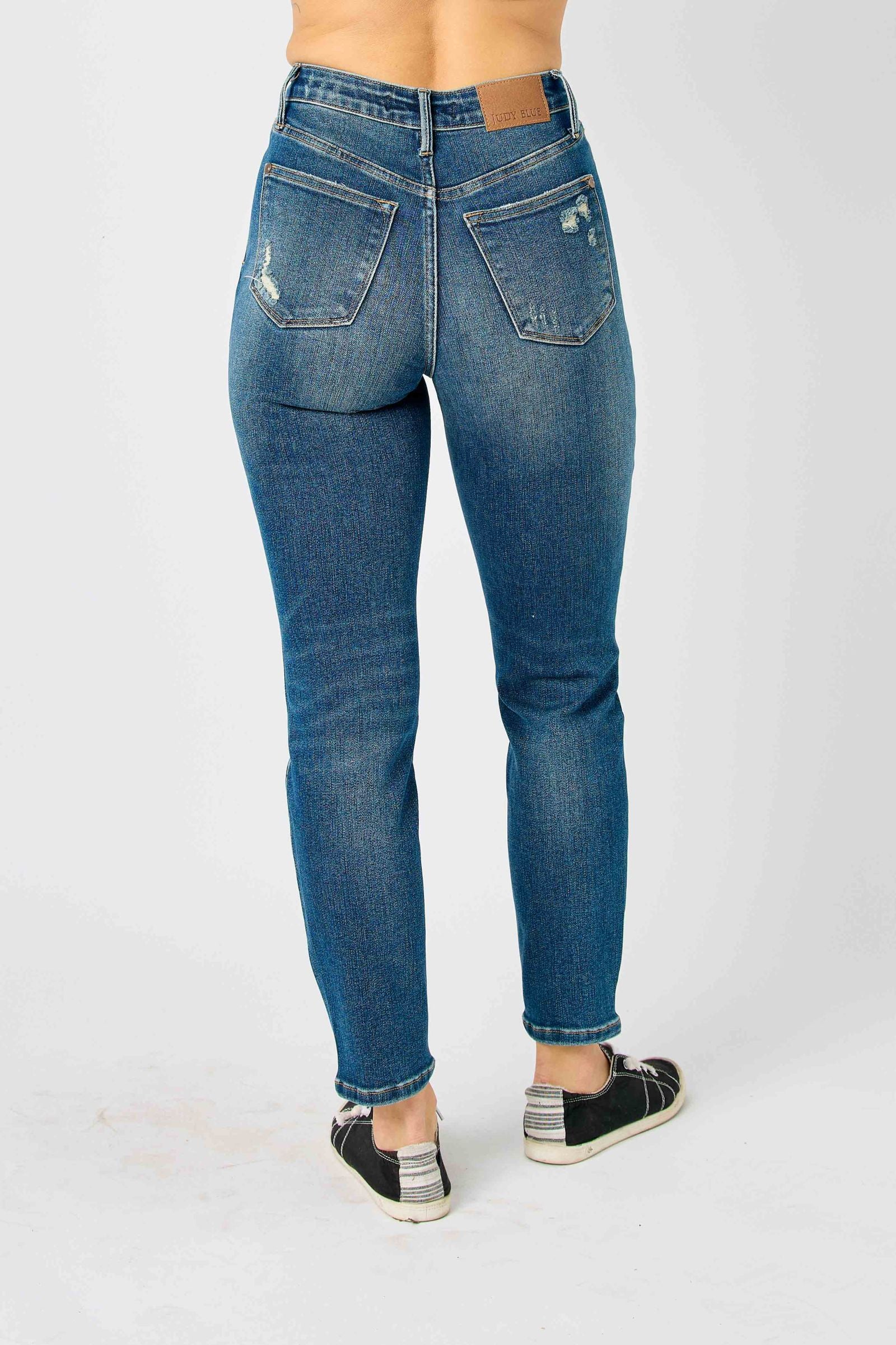 HIGH WAIST TUMMY CONTROL SLIM DARKWASH JUDY BLUE DENIM-PLUS