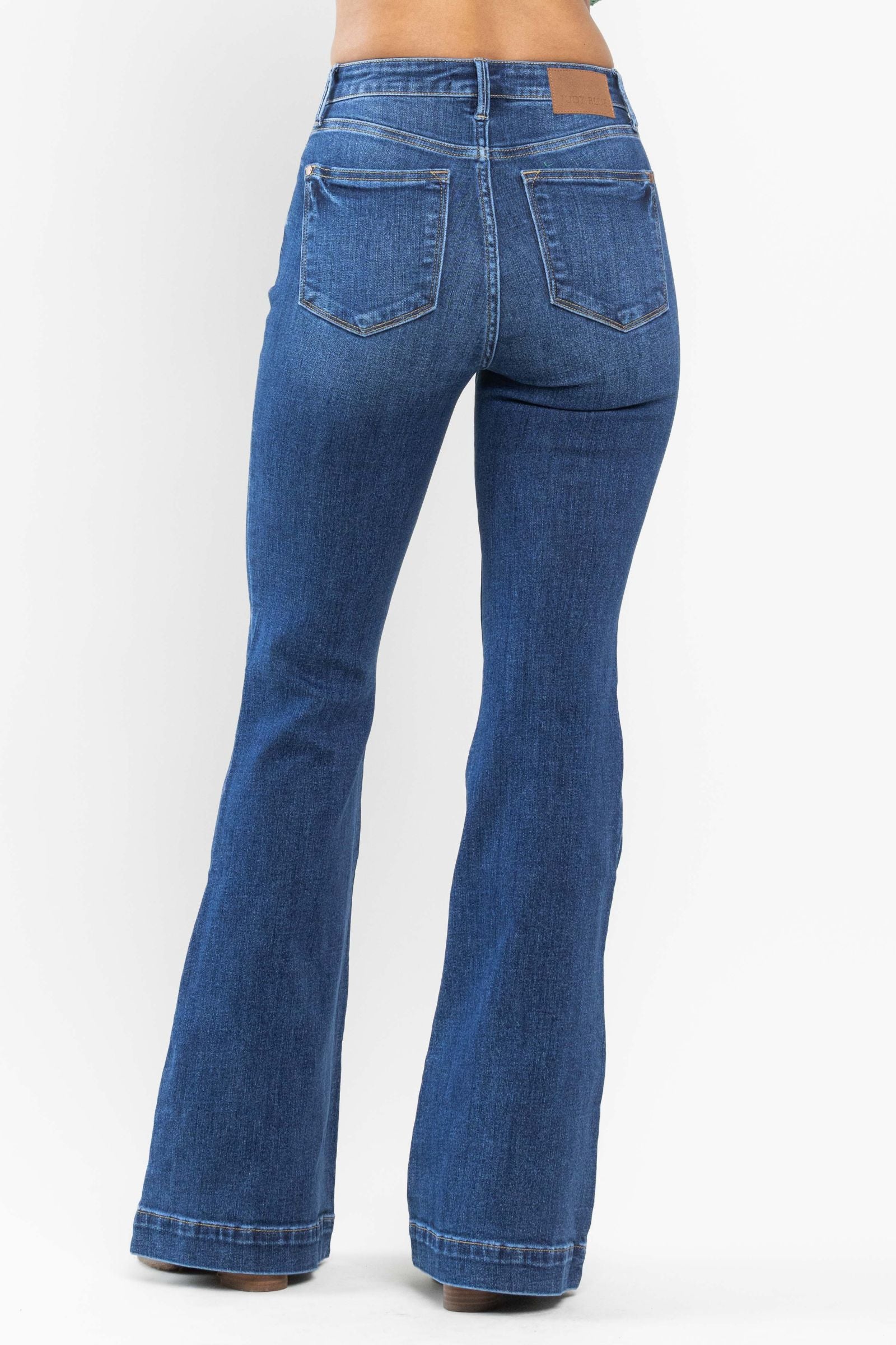 MEDIUM WASH HIGH WAIST WIDE HEM FLARE JUDY BLUE DENIM