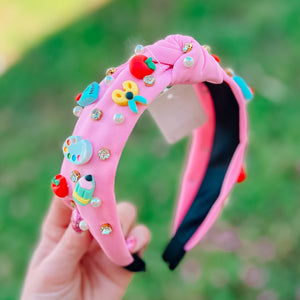 PINK TEACHER EMBELLISHED KNOTTED HEADBAND