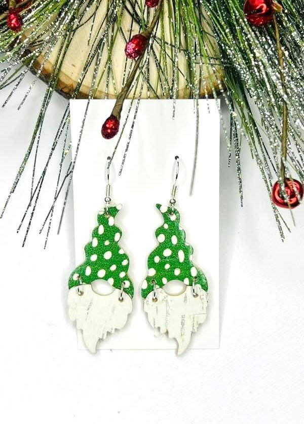 GNOME CHRISTMAS BEARD HANDMADE EARRINGS BY B.O.D