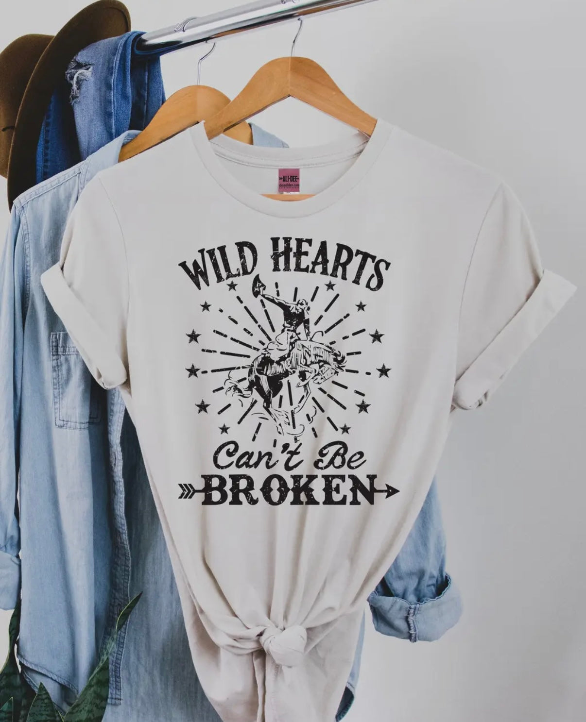 WILD HEARTS CAN'T BE BROKEN SOFT STYLE HEATHER DUST/GREY TEE
