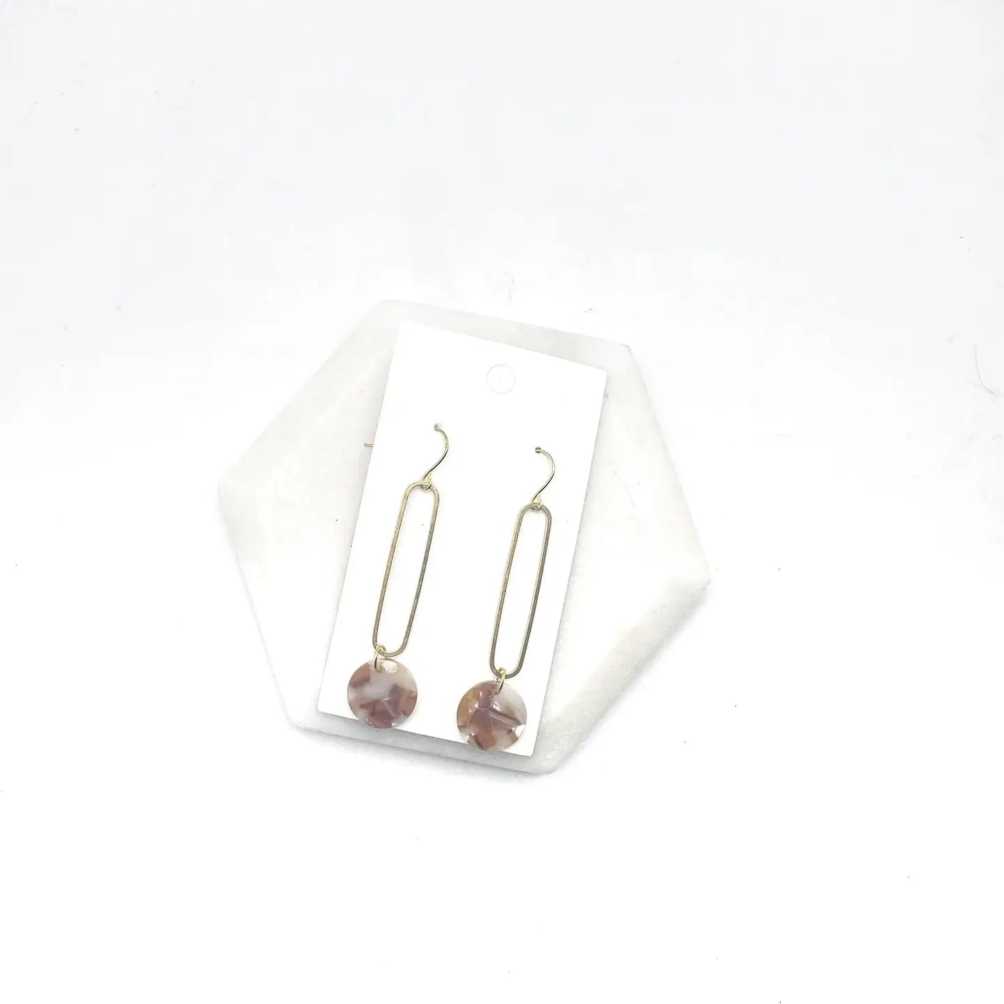 GOLD OBLONGATED CAMEL DISC MINIMALIST HANDMADE BBB EARRINGS
